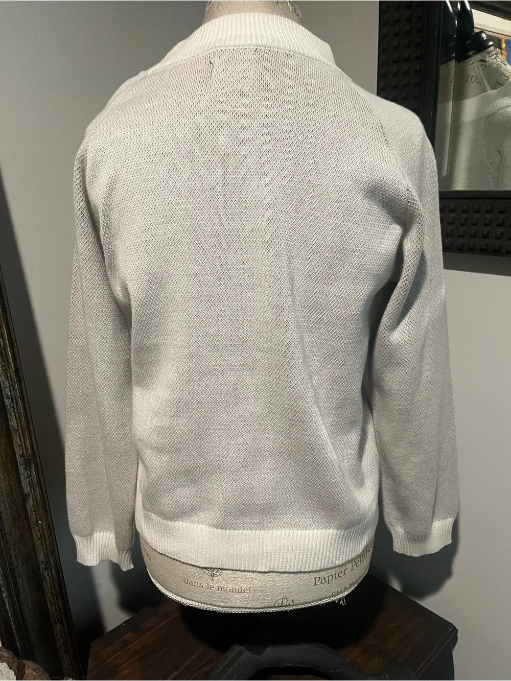 The Sage Vintage , Cream Sweater with Multicolor Trout Motif